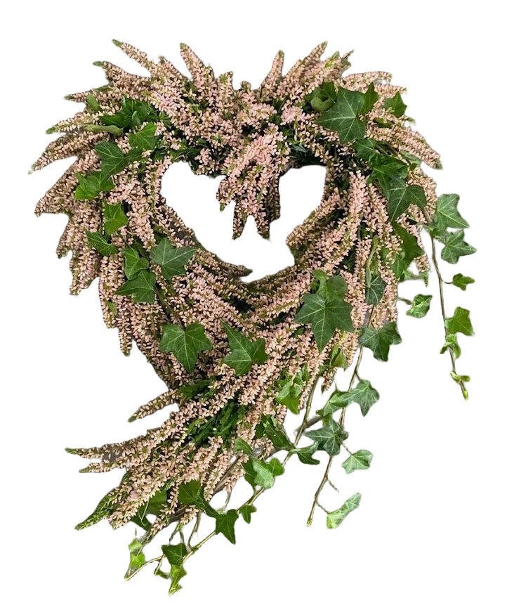 Charming Heather Heart Door Wreath
