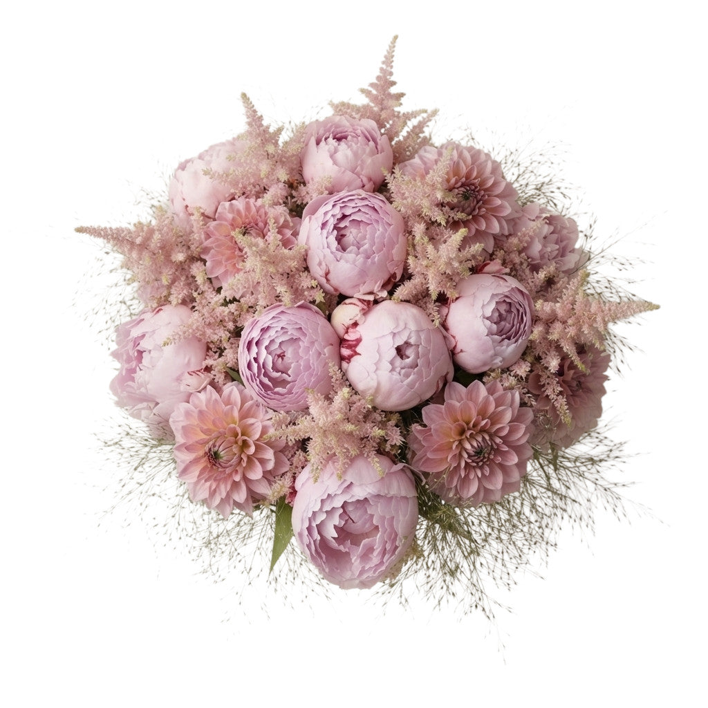 Premium Bouquet of Peonies and Dahlia with Astilbe