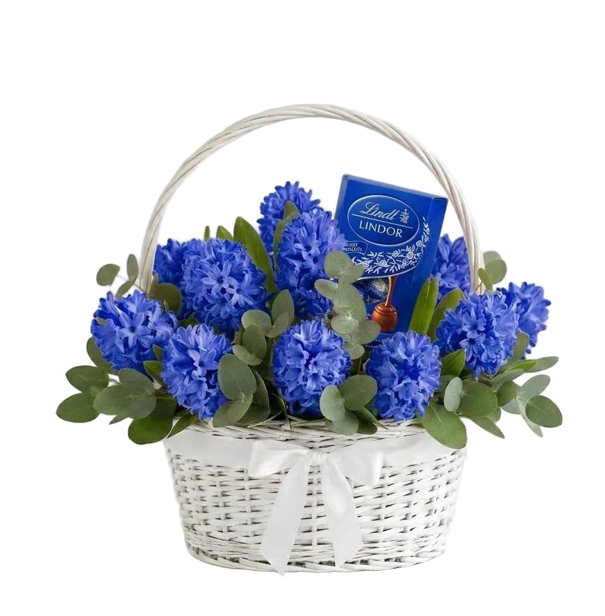 Spring Hyacinth Gift Hamper with Chocolate Truffles