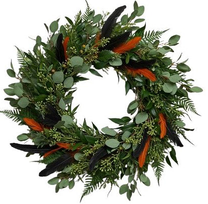 Autumn Twilight Feather Door Wreath