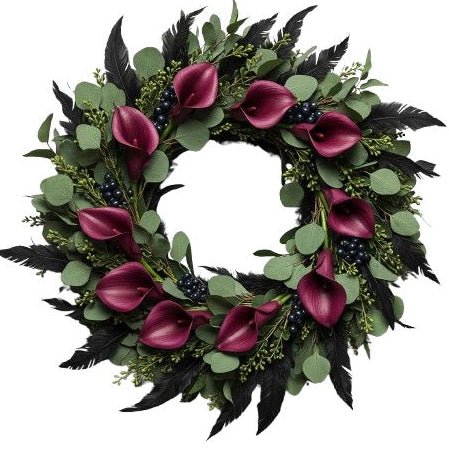 Blueberry and Calla Lily Luxury Door Wreath - Florist London