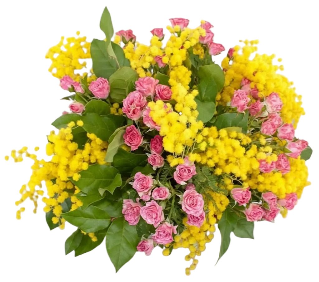 Bouquet of Spray Roses with Mimosa - Florist London