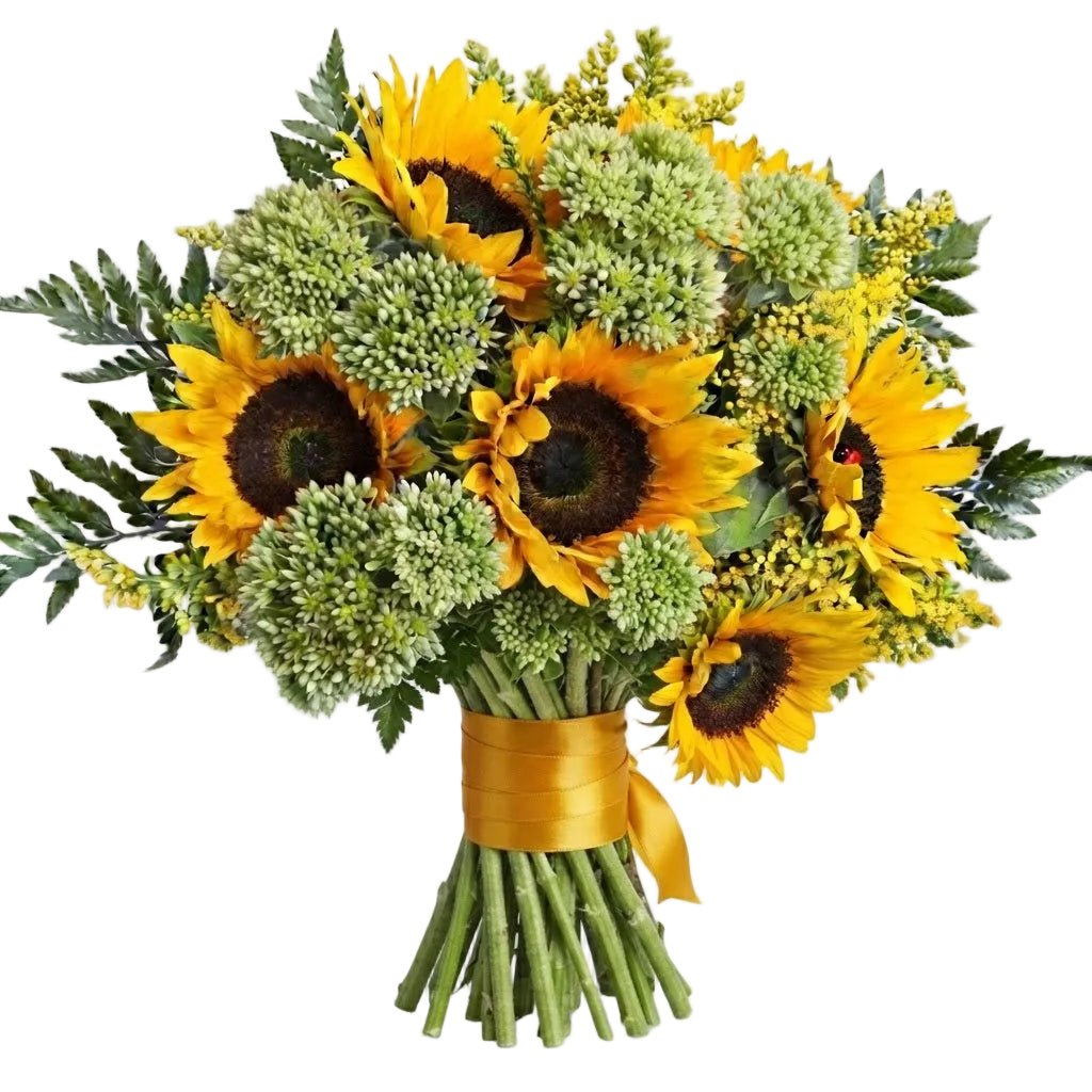 Bouquet of Sunflowers with Solidago and Sedum - Florist London