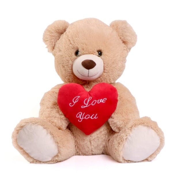 Brown Plush Teddy with Heart 35cm - Florist London