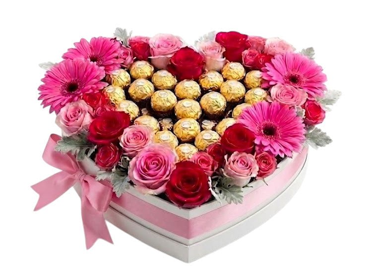 Chocolate Heart in Bloom Box - Florist London