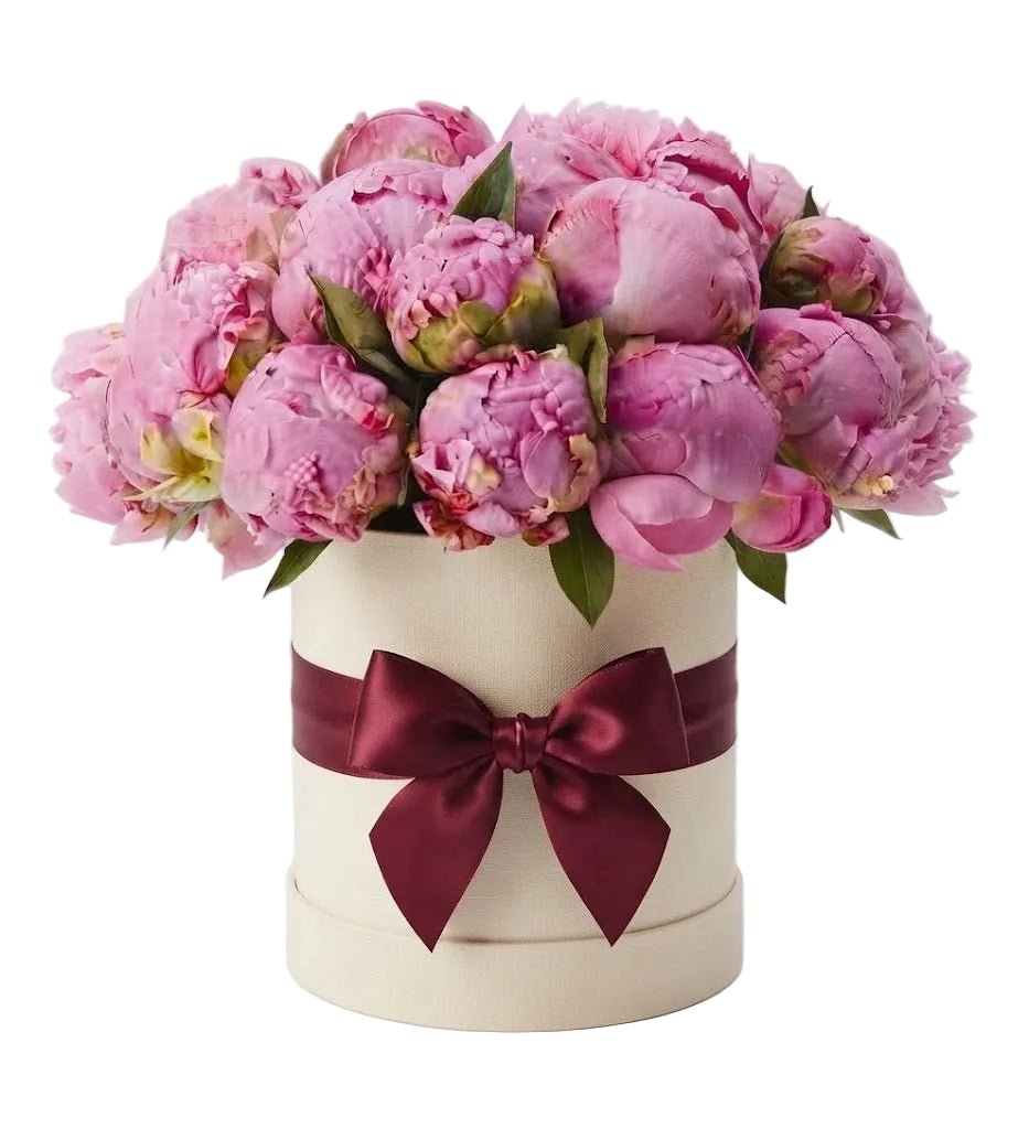 Dark Pink Peonies Box - Florist London