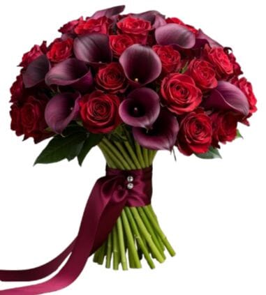 Elegant Burgundy Rose and Calla Lily Bouquet
