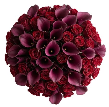 Elegant Burgundy Rose and Calla Lily Bouquet