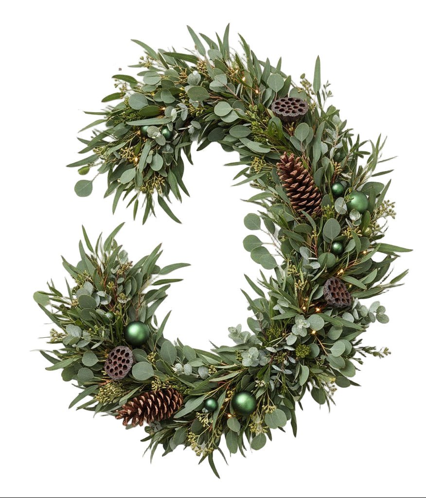 Eucalyptus Holiday Garland with Green Baubles - Florist London
