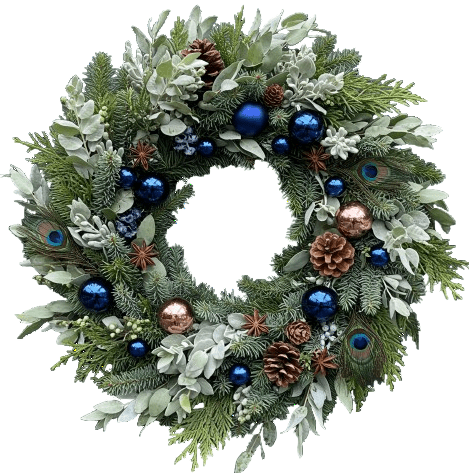 Frosted Peacock Luxe Door Wreath - Florist London