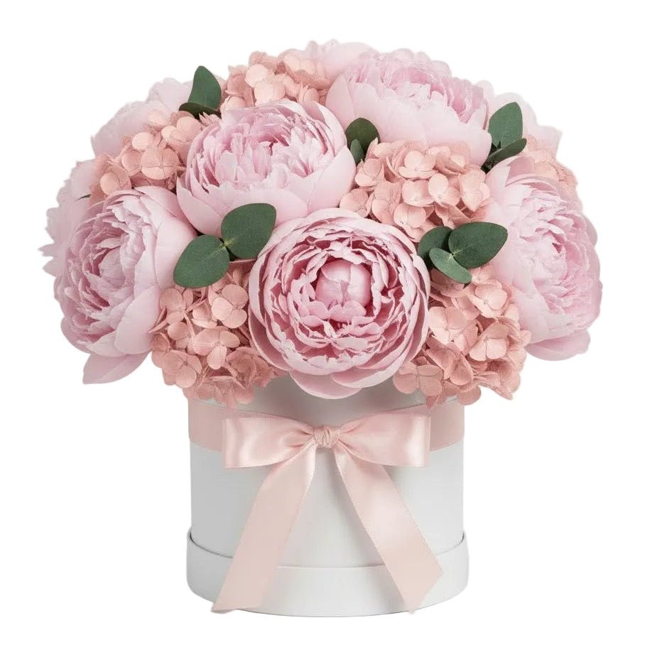 Gorgeous Box of Hydrangea and Pink Peonies - Florist London