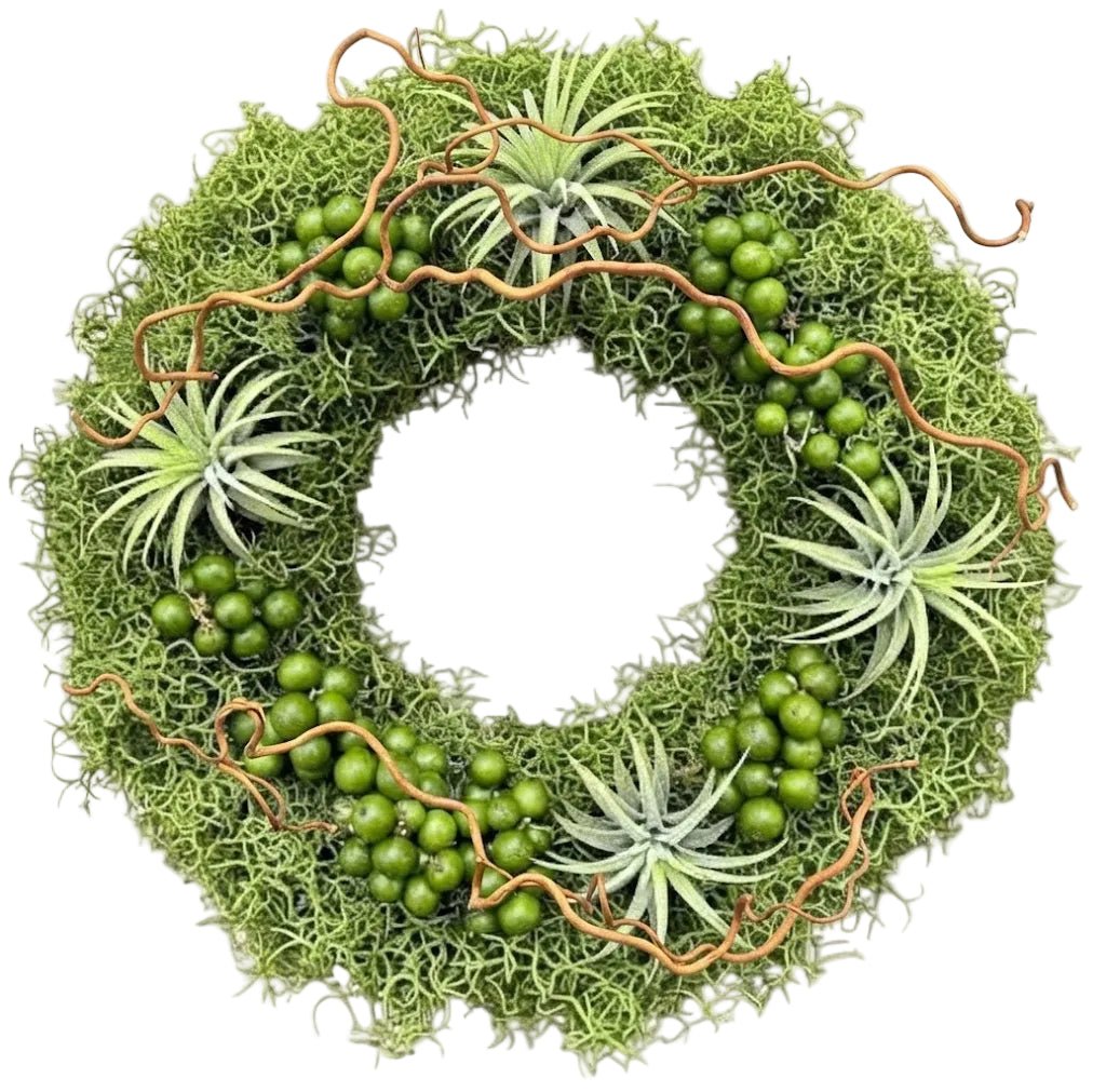 Green Berries and Tillandsia Door Wreath - Florist London