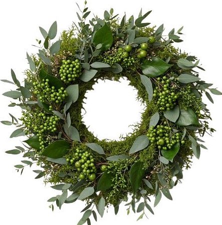 Green Berries Natural Door Wreath - Florist London