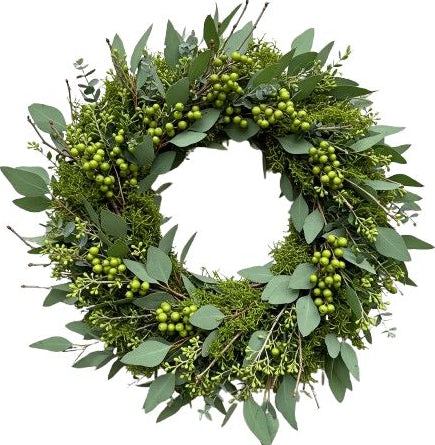 Green Berries Natural Door Wreath