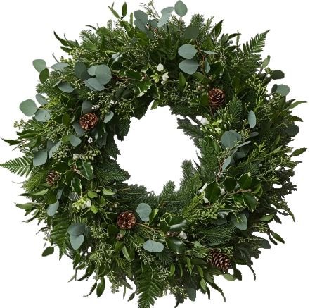 Greenery and Cones Natural Door Wreath - Florist London