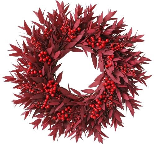 Harvest Berries & Burgundy Parvifolia Door Wreath - Florist London