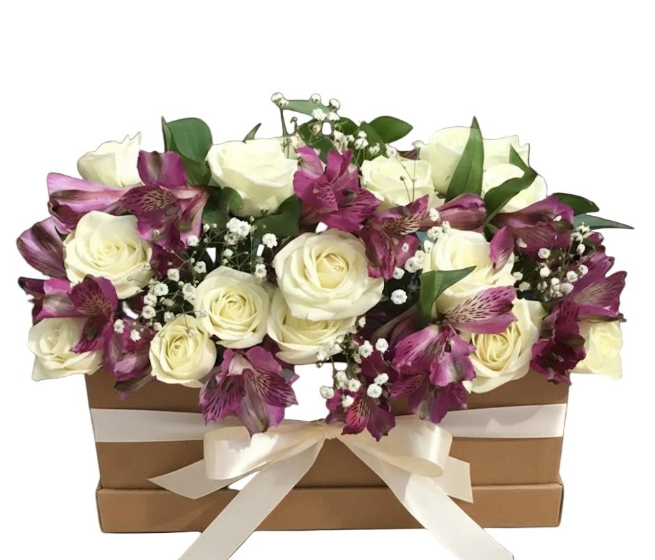 Ivory Spray Roses and Alstroemeria Box - Florist London