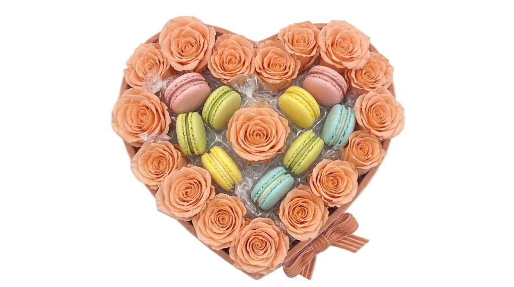Lovely Sweet Box of Roses and Macaroons - Florist London