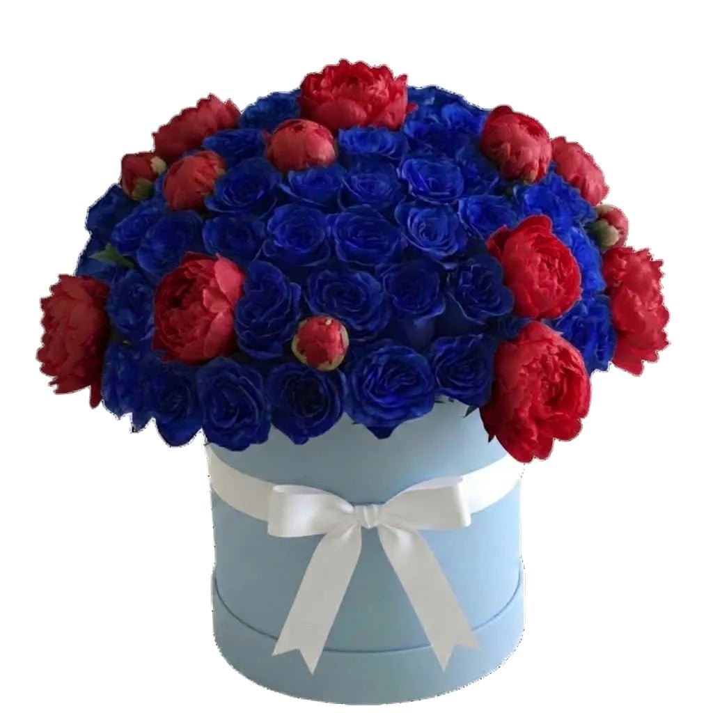 Luxury Box of Blue Roses and Peonies - Florist London
