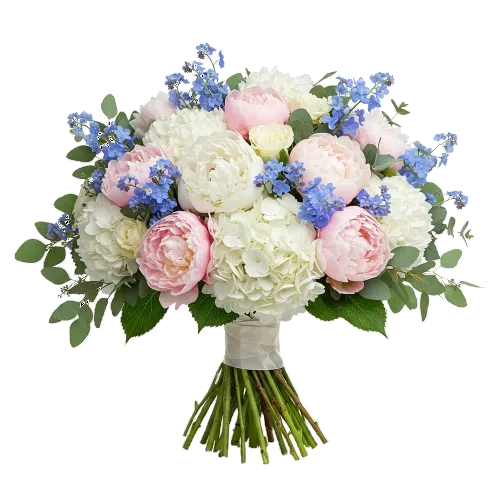 Luxury Hydrangea and Peonies with Forget - Me - Not Bouquet - Florist London