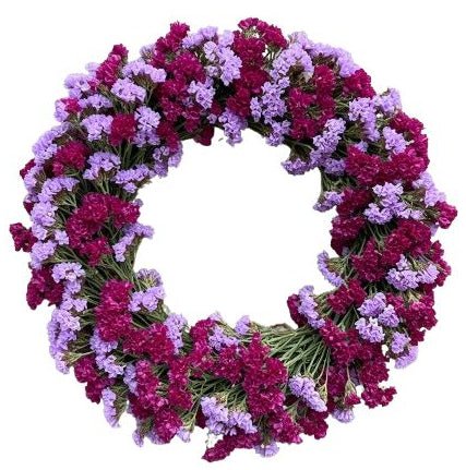 Magenta and Lavender Limonium Door Wreath - Florist London