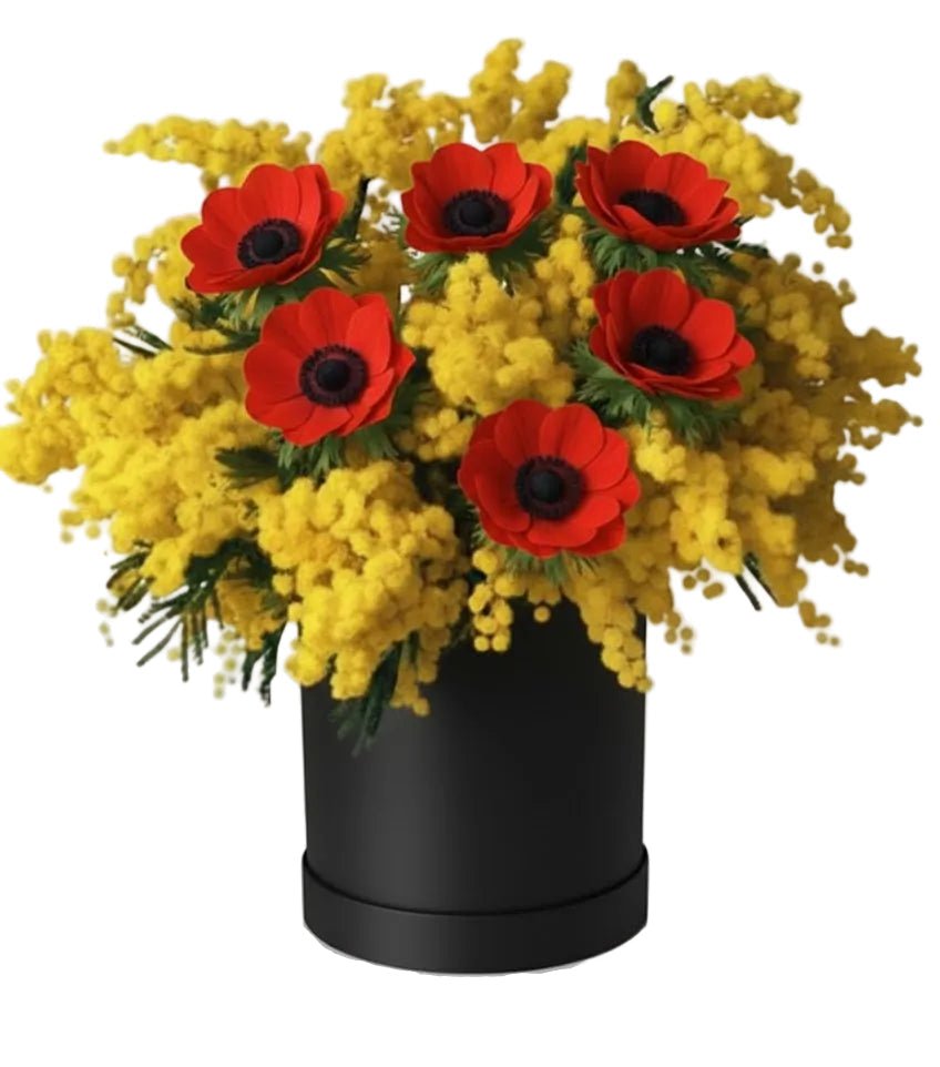 Mimosa with Anemone Luxury Box - Florist London