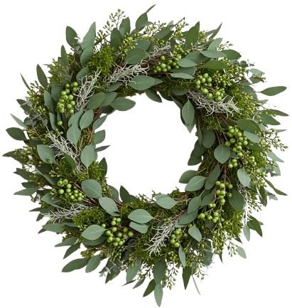 Natural Green Door Wreath - Florist London