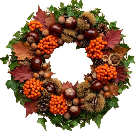 Orange Berries with Chestnuts Autumn Wreath