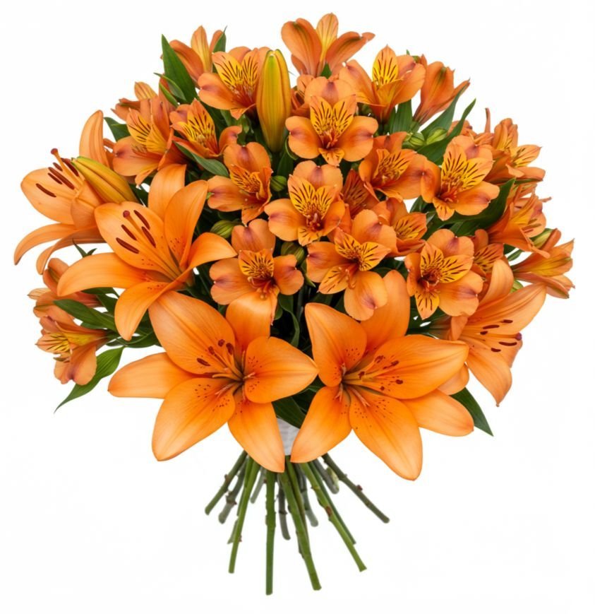Orange Lily with Alstroemeria Bouquet - Florist London