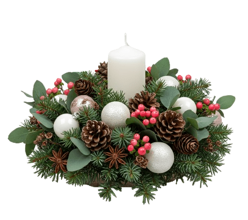 Pastel Pink and White Festive Centerpiece - Florist London