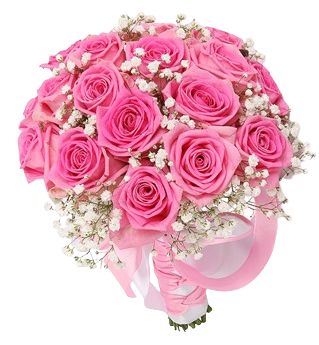 Pink Aqua Roses with Gypsophila Wedding Bouquet