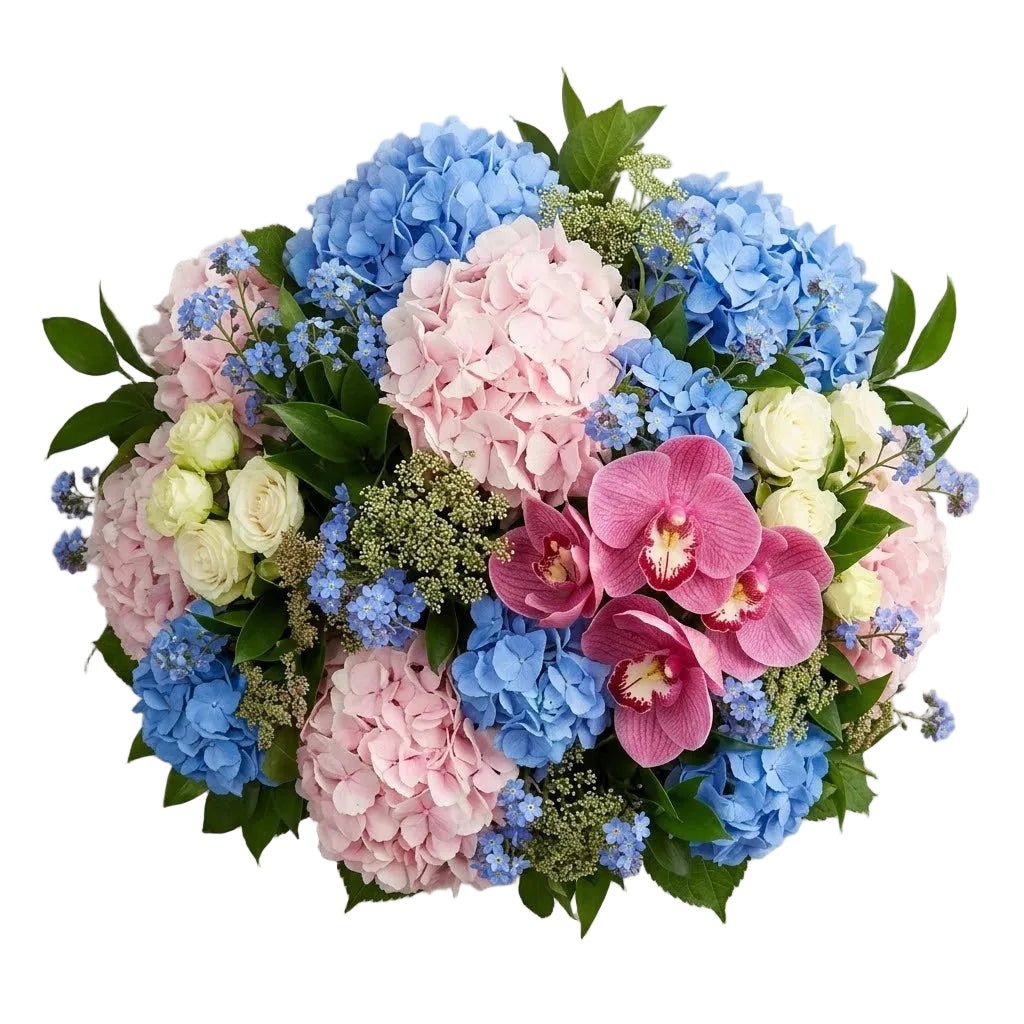 Pink Hydrangea & Cymbidium Orchid Elegance Bouquet - Florist London