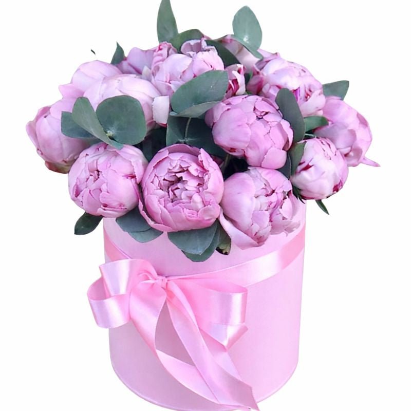 Pink Peonies with Eucalyptus Box - Florist London