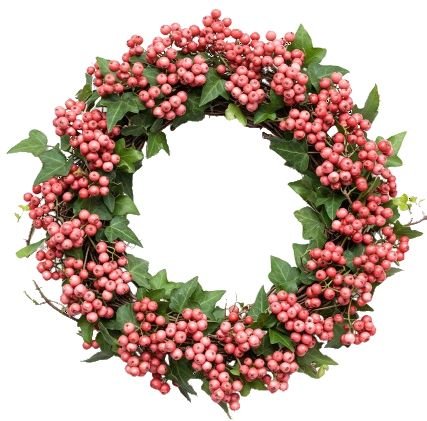 Pink Pepperberry with Hedera Door Wreath - Florist London