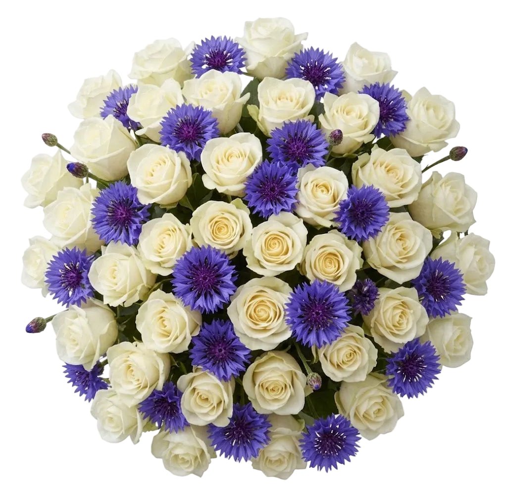 Pretty Roses with Cornflowers Bouquet - Florist London