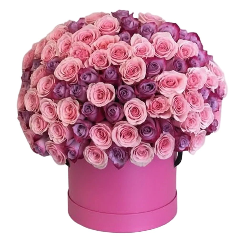 Purple and Pink Roses Luxury Box - Florist London