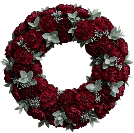 Rafined Wreath of Carnations with Eucalyptus - Florist London