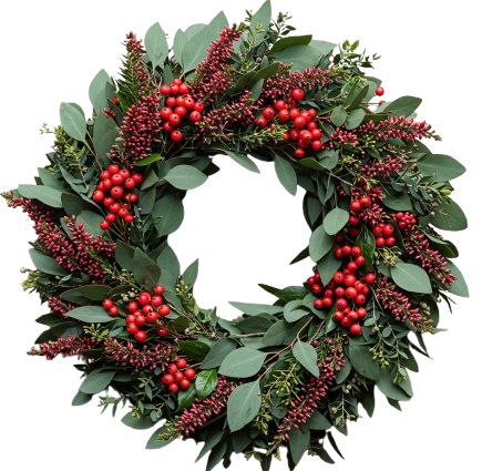 Red Berry and Populus With Berries Door Wreath