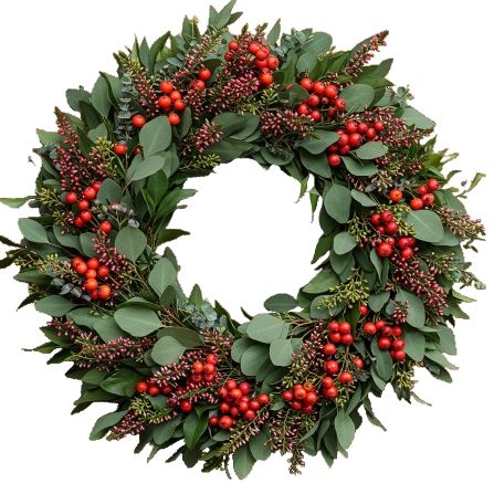 Red Berry and Populus With Berries Door Wreath