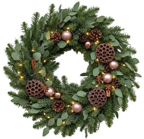 Rose Gold Baubles Winter Dream Wreath - Florist London