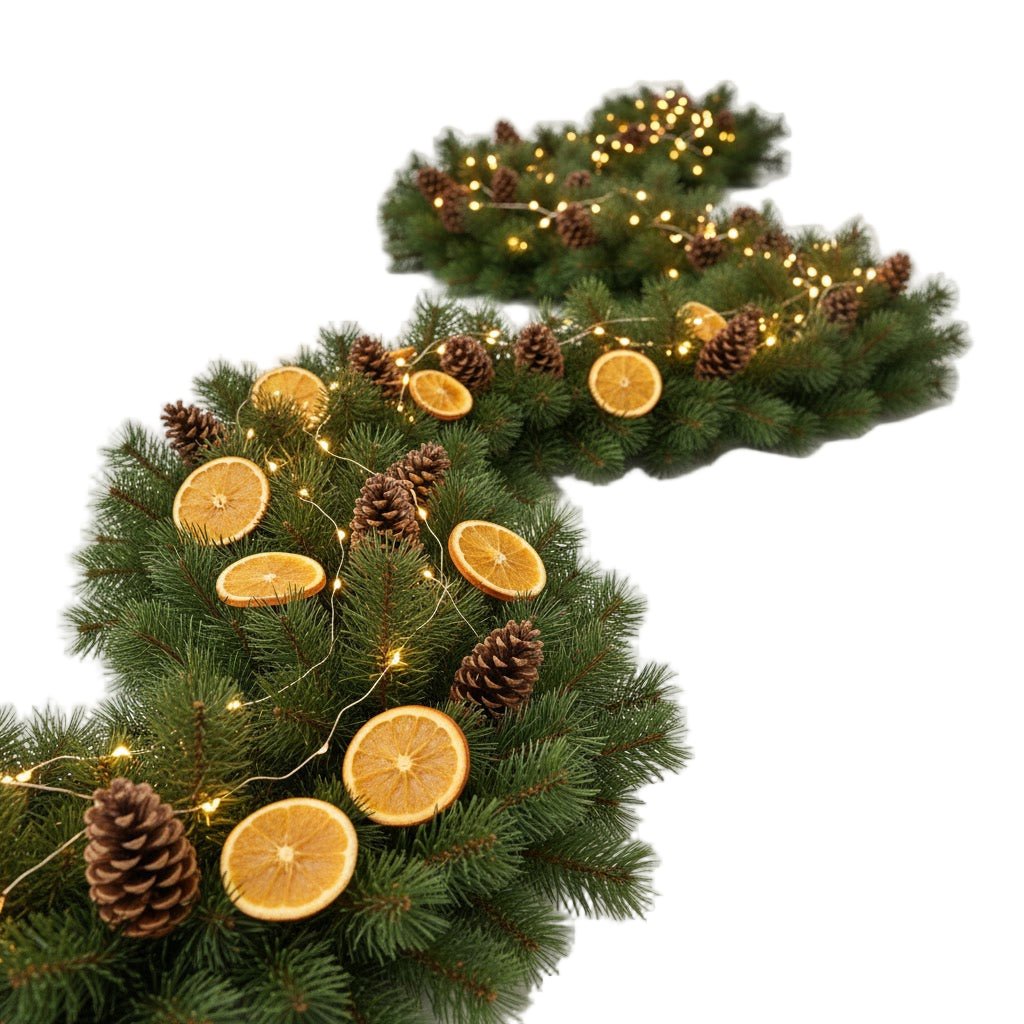 Rustic Orange Spice Garland with Pinecones - Florist London