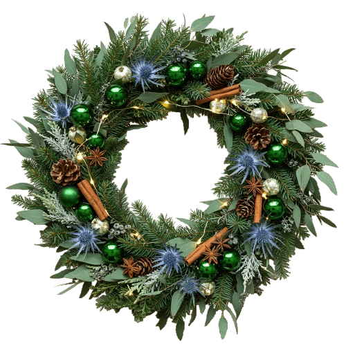 Shimmering Green Winter Elegance Wreath - Florist London