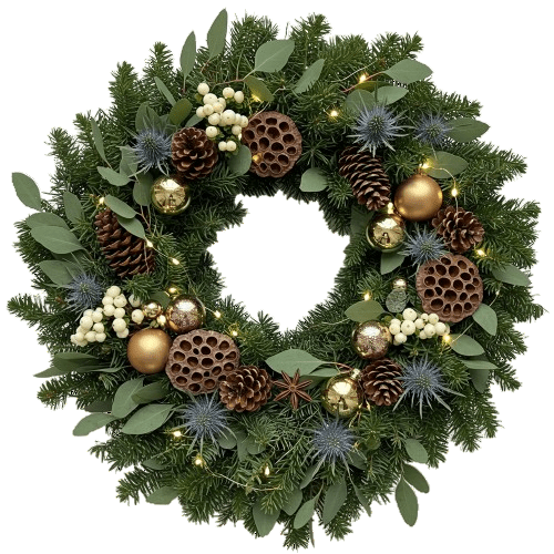 Snowberry and Gold Forest Charm Wreath - Florist London