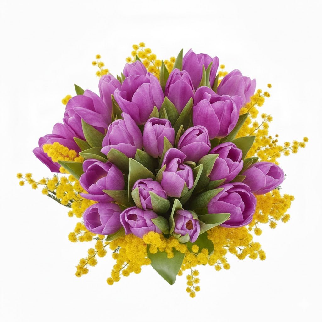 Tulips with Mimosa Bouquet - Florist London