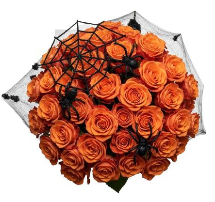 Velvet Orange Roses in Shadows Bouquet