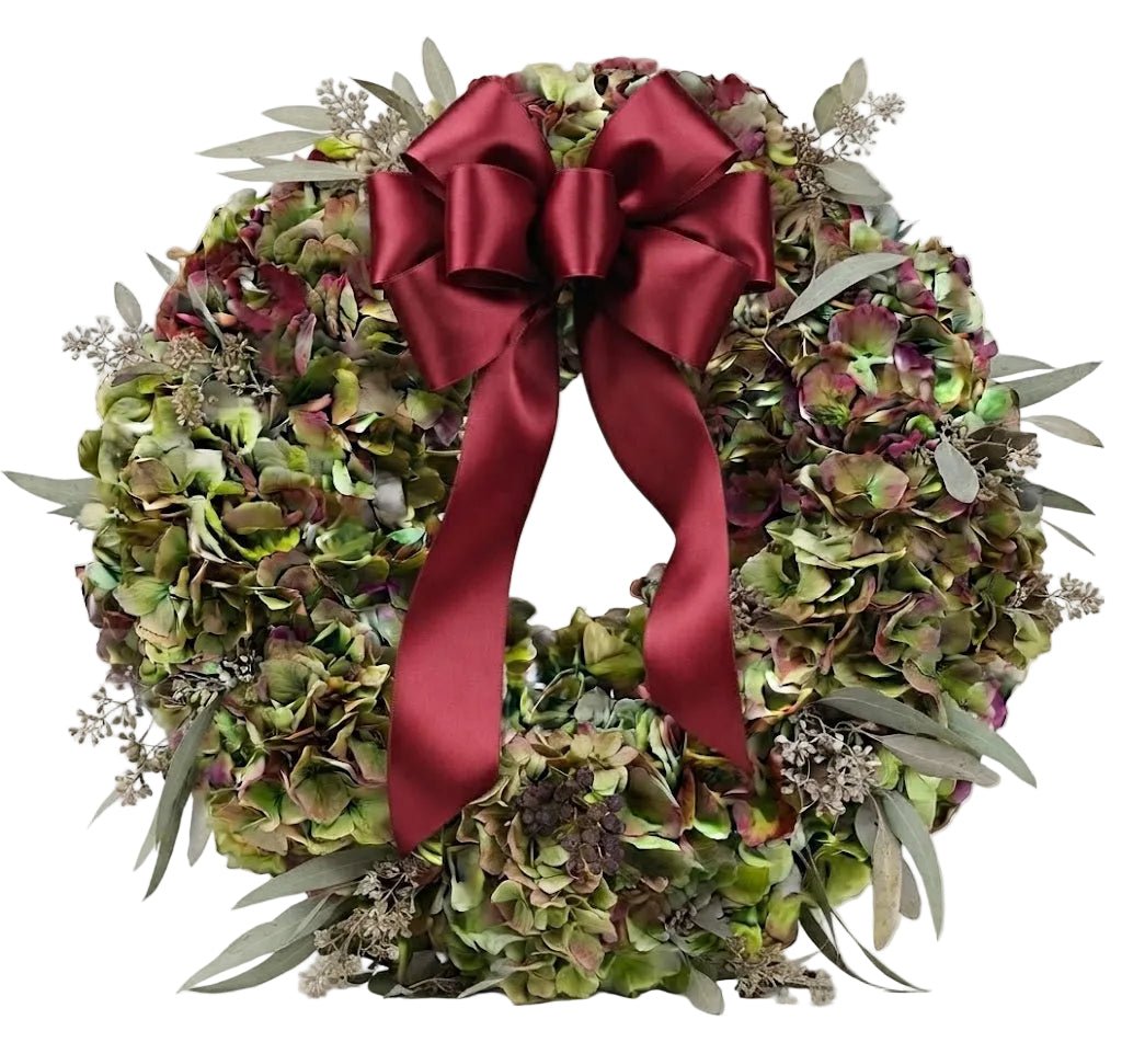 Vintage Red Hydrangea Door Wreath - Florist London