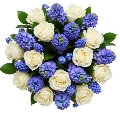 White Roses with Blue Hyacinth Bliss Bouquet - Florist London