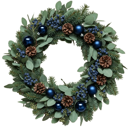 Winter Blue Spruce Charm Door Wreath - Florist London