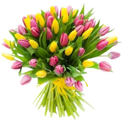 Yellow and Pink Tulips Bouquet - Florist London