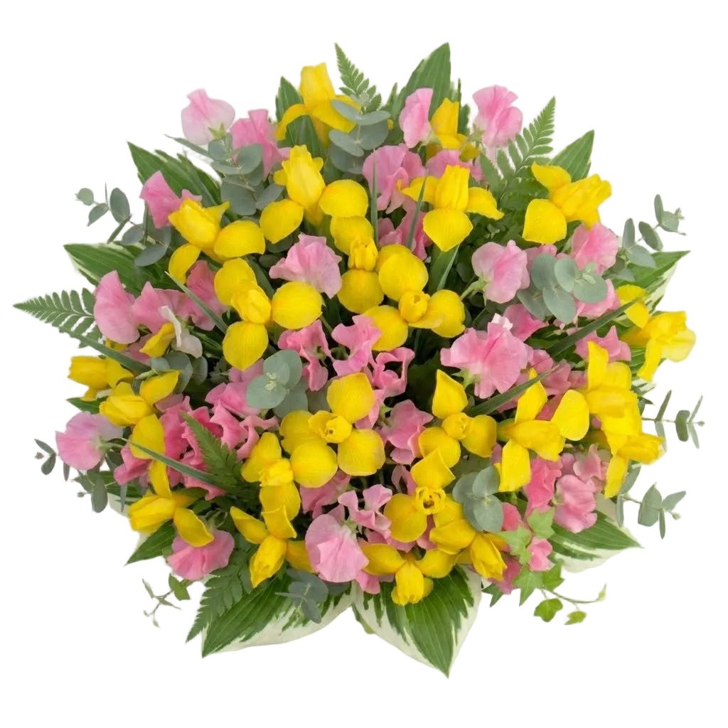 Yellow Irises and Sweet Pea Bouquet - Florist London